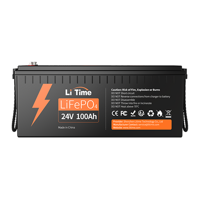 24V 100Ah LiFePO4 Lithium Battery, Build-in 100A BMS, 2560Wh Energy