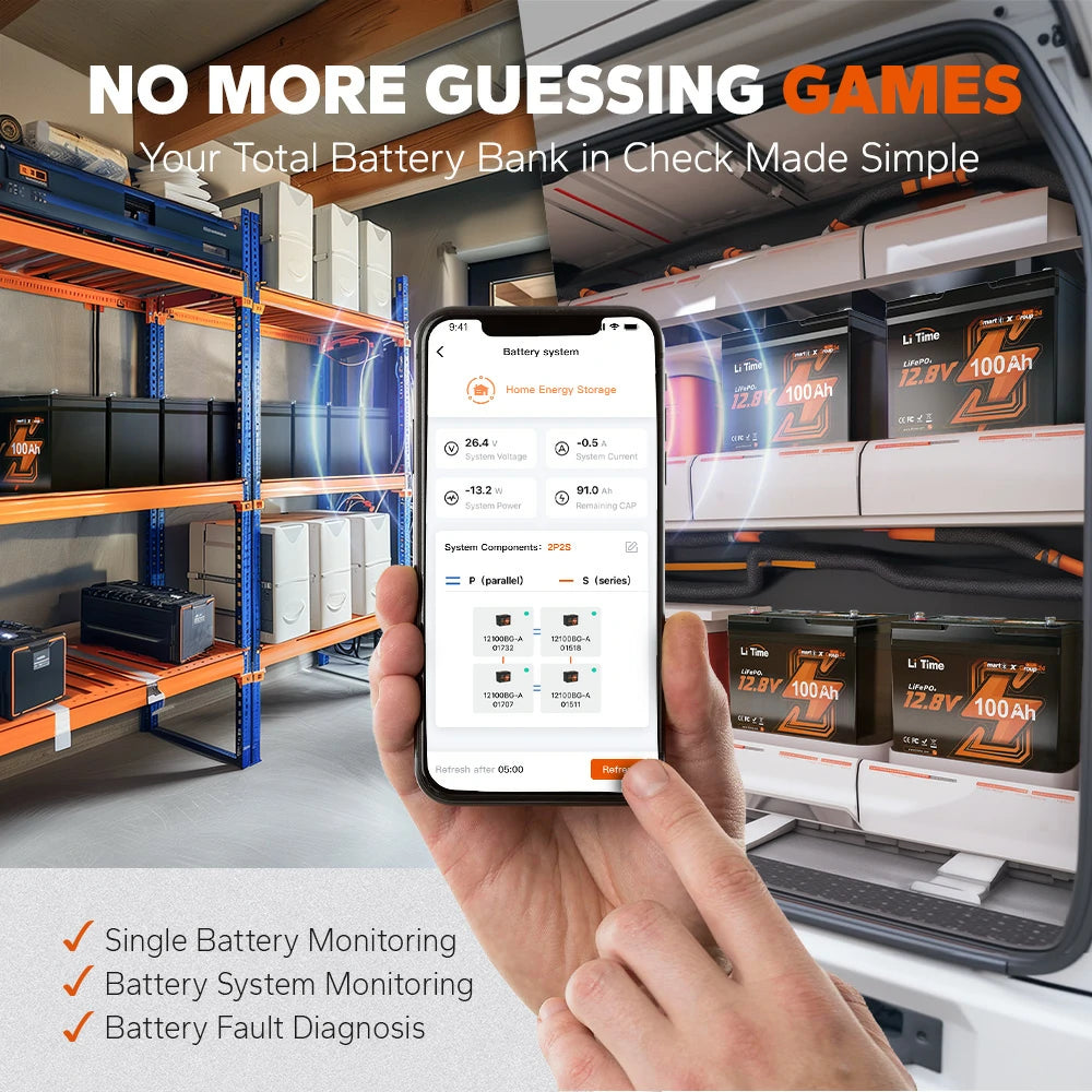 LiTime 12V 100Ah Group 24 Lithium  Battery app