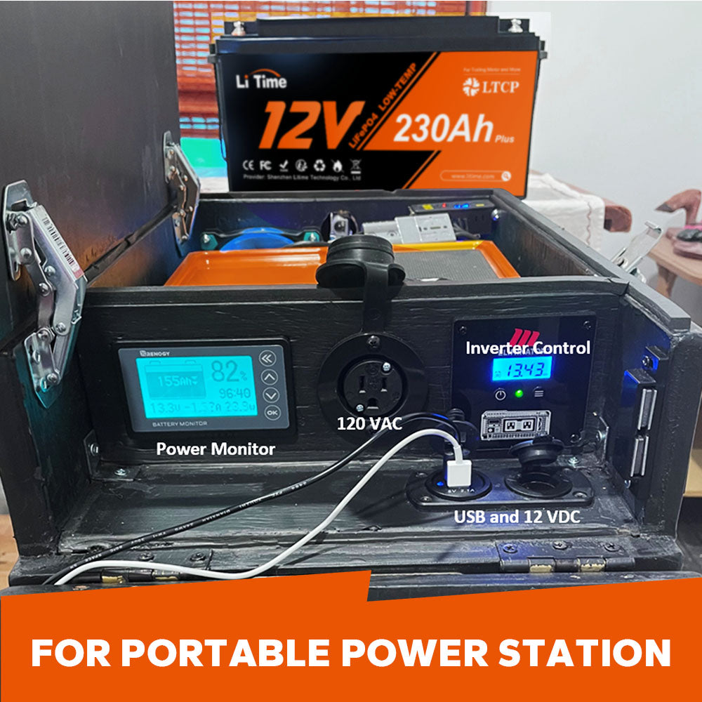 LiTime 12V 230Ah deep cycle lifepo4 battery for portable power station