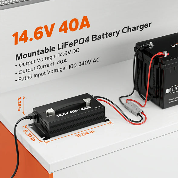 LiTime 12V (14.6V) 40A Mountable Lithium Battery Charger