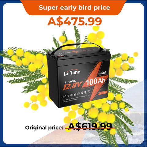 ⚡️Super early bird price A$475.99 -LiTime 12V 100Ah Mini LiFePO4 Lithium Battery