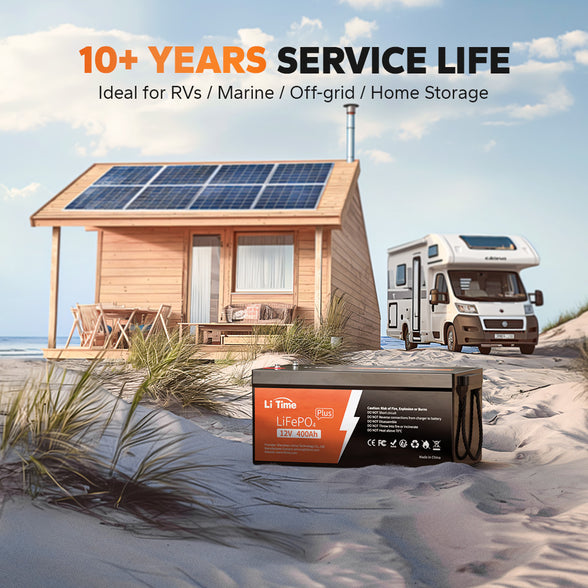litime 12v 400ah lifepo4 battery 10+ service life for rv, marine, off-grid and home storage