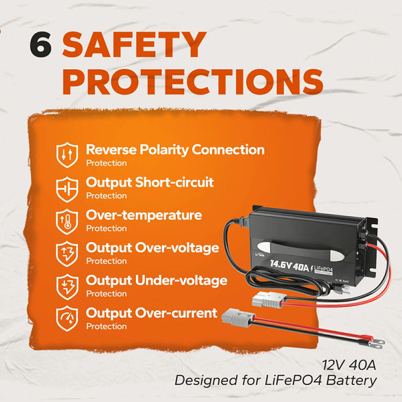 LiTime 12V (14.6V) 40A Mountable Lithium Battery Charger