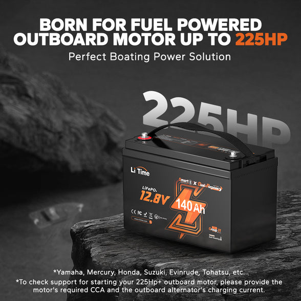 LiTime 12V 140Ah Bluetooth Dual Purpose Lithium Cranking Marine Battery