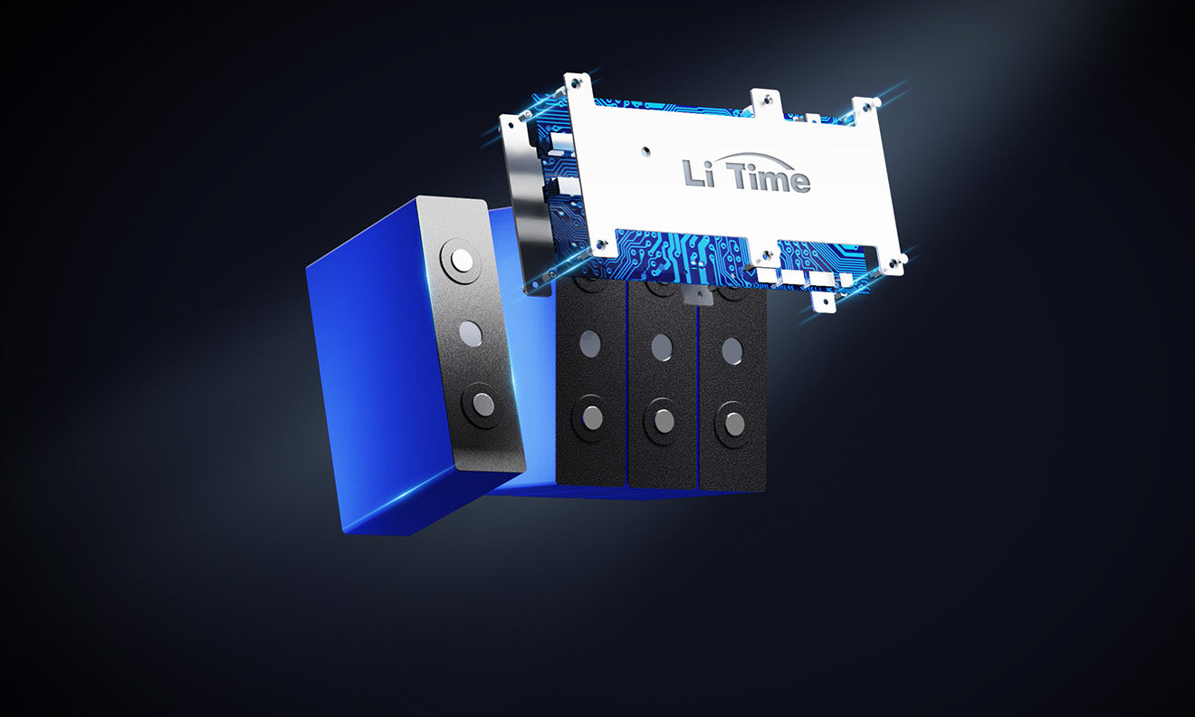 A view of a LiTime battery's internal components, showcasing its EV-grade cells and advanced BMS technology