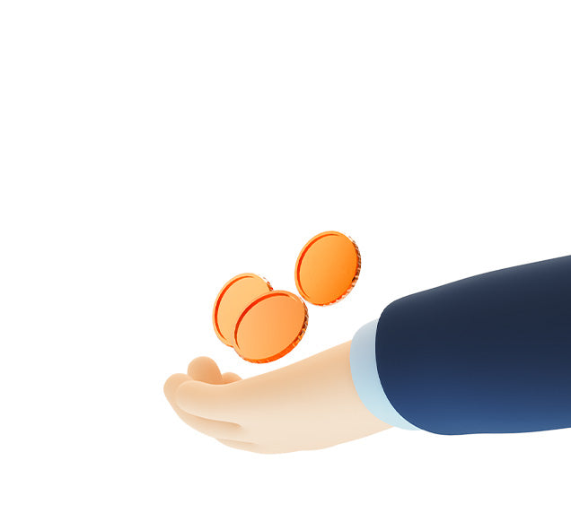 An illustration of a hand receiving gold coins, representing the LiPoints and customer rewards program