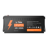 24V 100Ah LiFePO4 Lithium Battery, Build-in 100A BMS, 2560Wh Energy