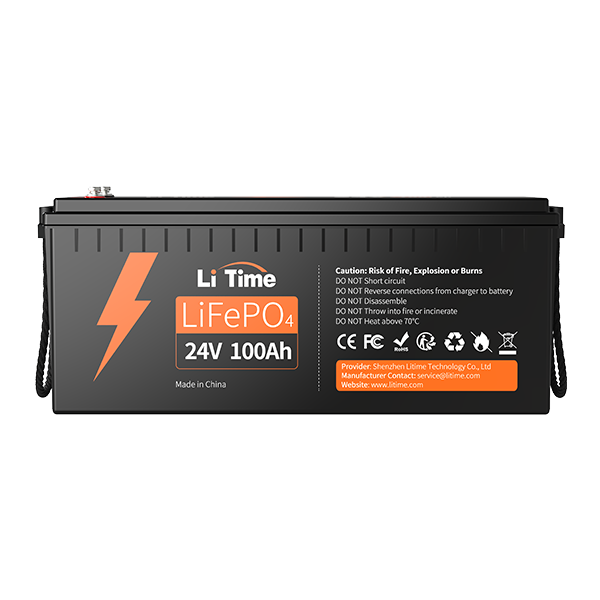 24V 100Ah LiFePO4 Lithium Battery, Build-in 100A BMS, 2560Wh Energy