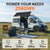LiTime 200Ah battery powering an off-grid camper van, showing runtimes for a TV, fridge & kettle