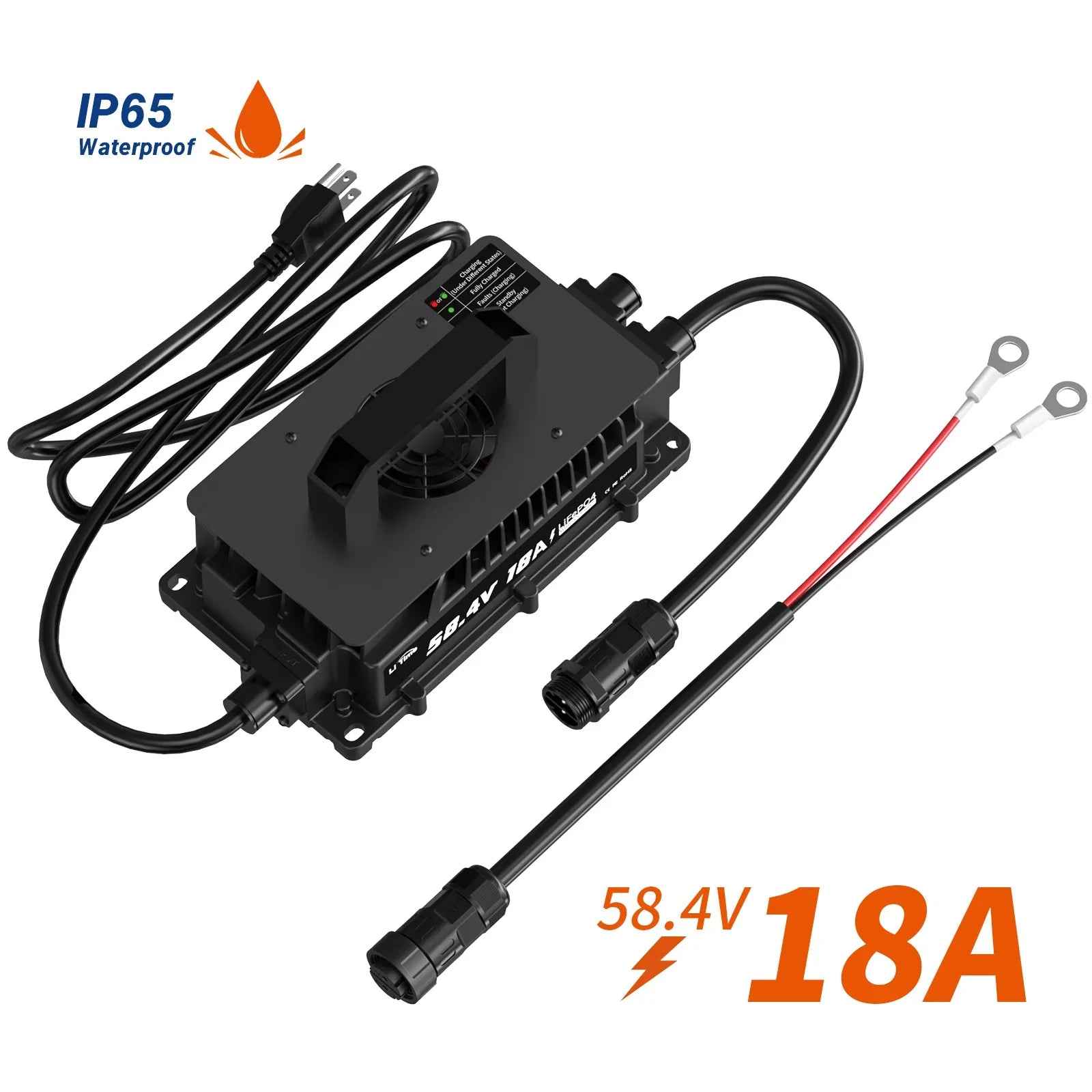 LiTime 48V (58.4V) 18A Lithium Battery Charger IP65 Waterproof