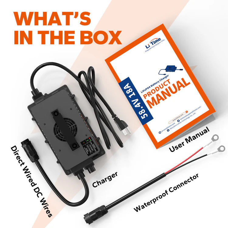 EOFY price A$309 - LiTime 48V (58.4V) 18A Lithium Battery Charger IP65 Waterproof