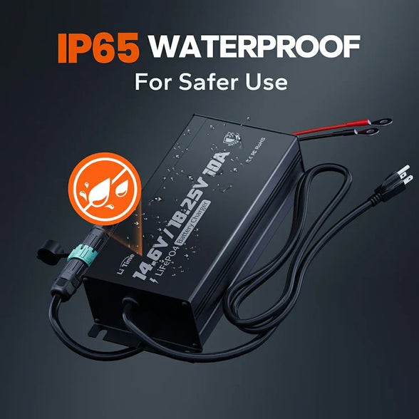 LiTime 12V(14.6V) & 16V(18.25V) 10A Waterproof Lithium Battery Charger