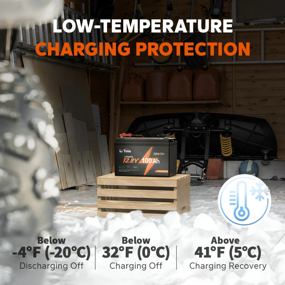 litime 100ah trolling motor battery's low temperature charging protection feature