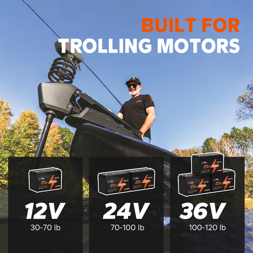 litime lithium trolling motor batteries: 12V/24V/36V options for 30-70lb to 100-120lb motors