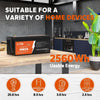 LiTime 200Ah battery powering an home, showing runtimes for a cloth dryer, fridge & kettle