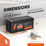 LiTime 24V 100Ah LiFePO4 Lithium Battery, Build-in 100A BMS, 2560Wh Energy - Litime-AU