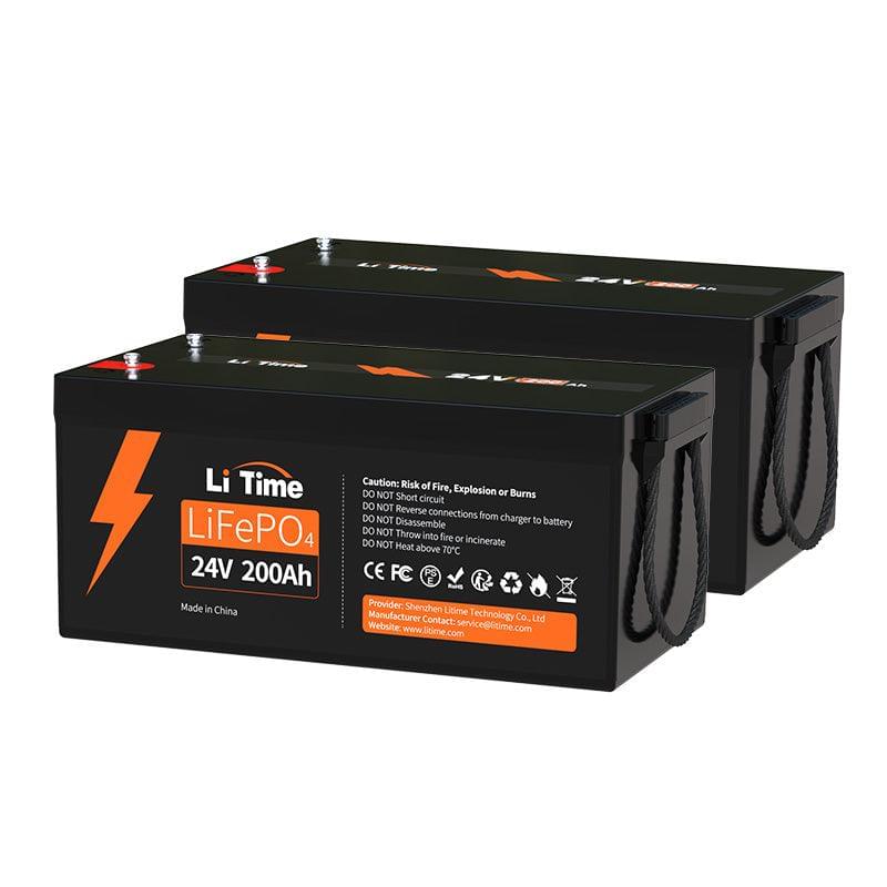 a 2-pack of LiTime 24V 200Ah LiFePO4 Lithium Battery 